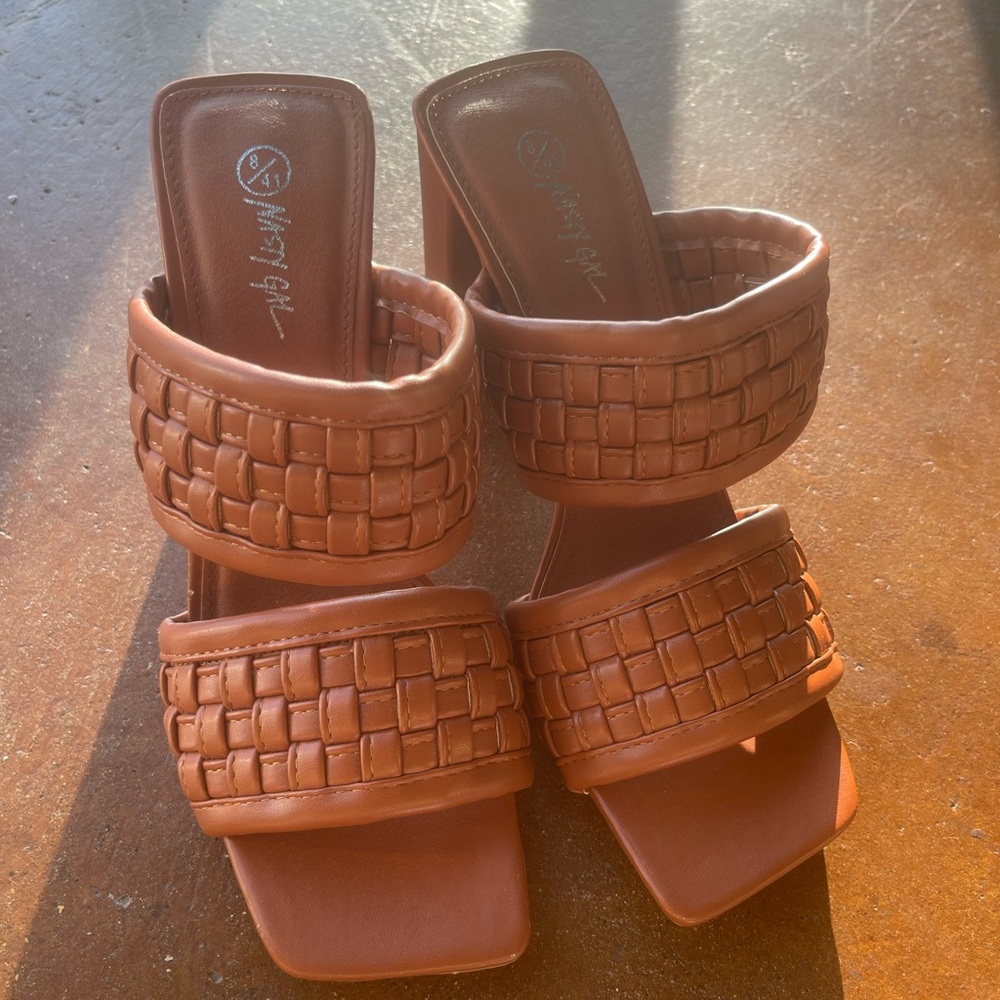Nasty Gal Orange Weaved Mules